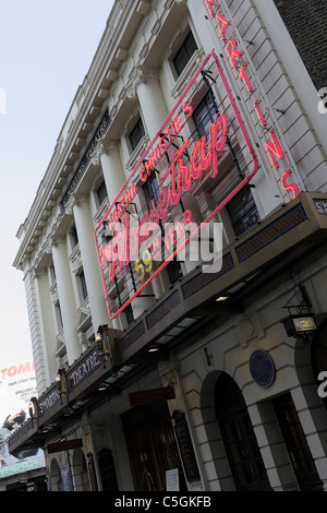 ST MARTINS THEATRE,bright red neon lights indicate Agatha Christie`s MOUSETRAP,the world`s longest running play. Stock Photo